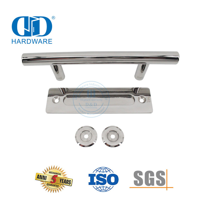 Porta deslizante de varanda em aço inoxidável polido maçanetas de porta de celeiro conjunto de porta dupla face Handle-DDBD102 PSS