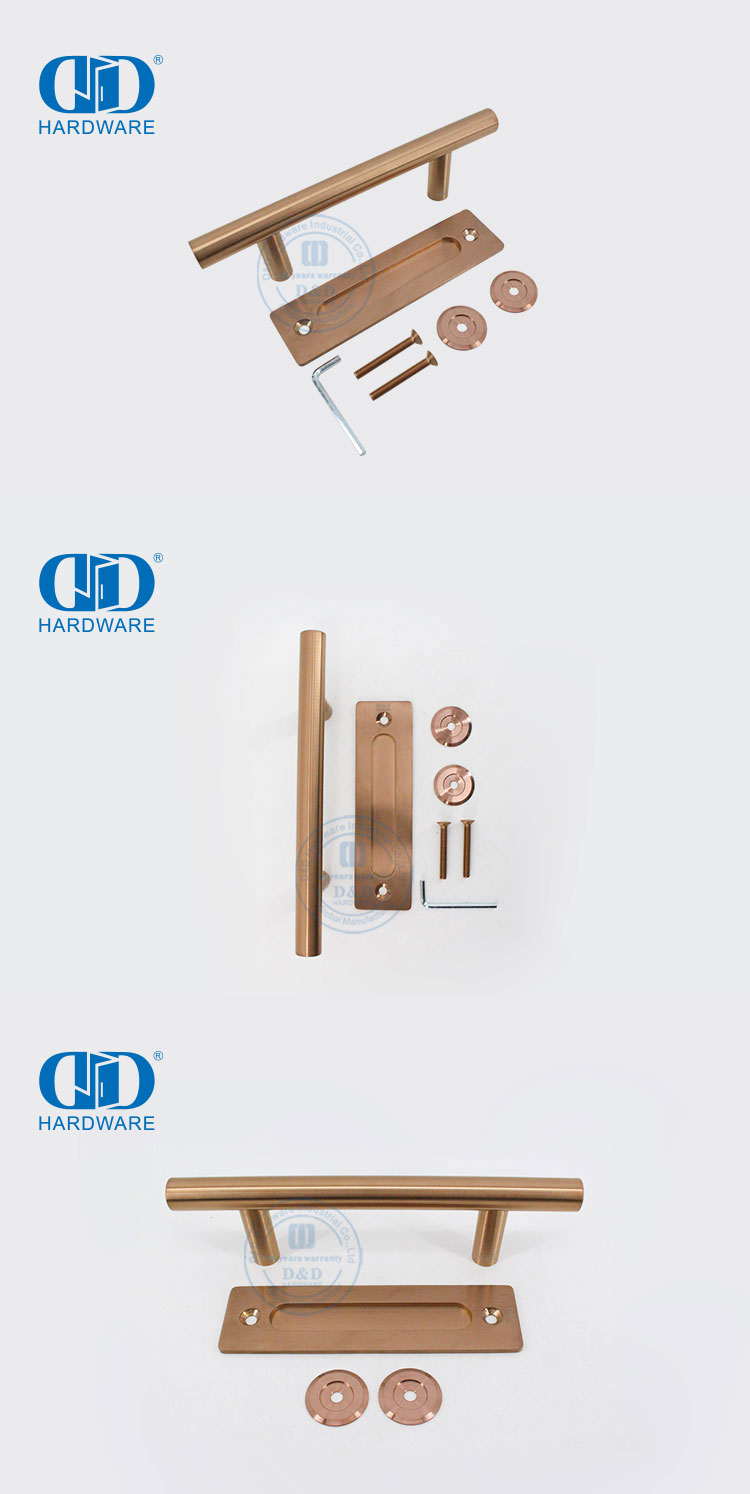 Aço inoxidável rosa ouro dupla face push pull maçaneta da porta do celeiro móveis dedo puxar maçaneta da porta-DDBD102 SRG