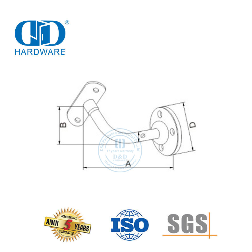 Suporte de suporte de aço inoxidável, acessórios de trilho de escada, porta de vidro, corrimão Bracket-DDHB002