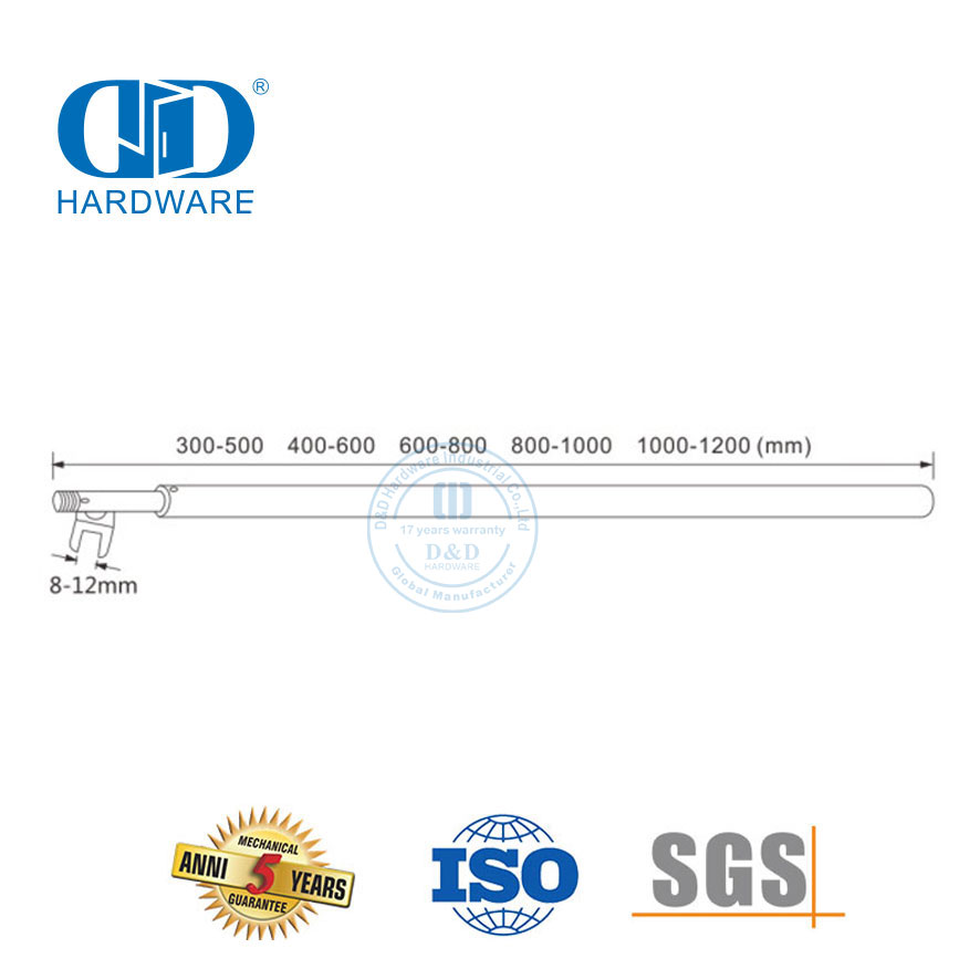 Acessórios de vidro de aço inoxidável canto curvo reto dobrável ajustável telescópico banheiro tensão Rod-DDSC023