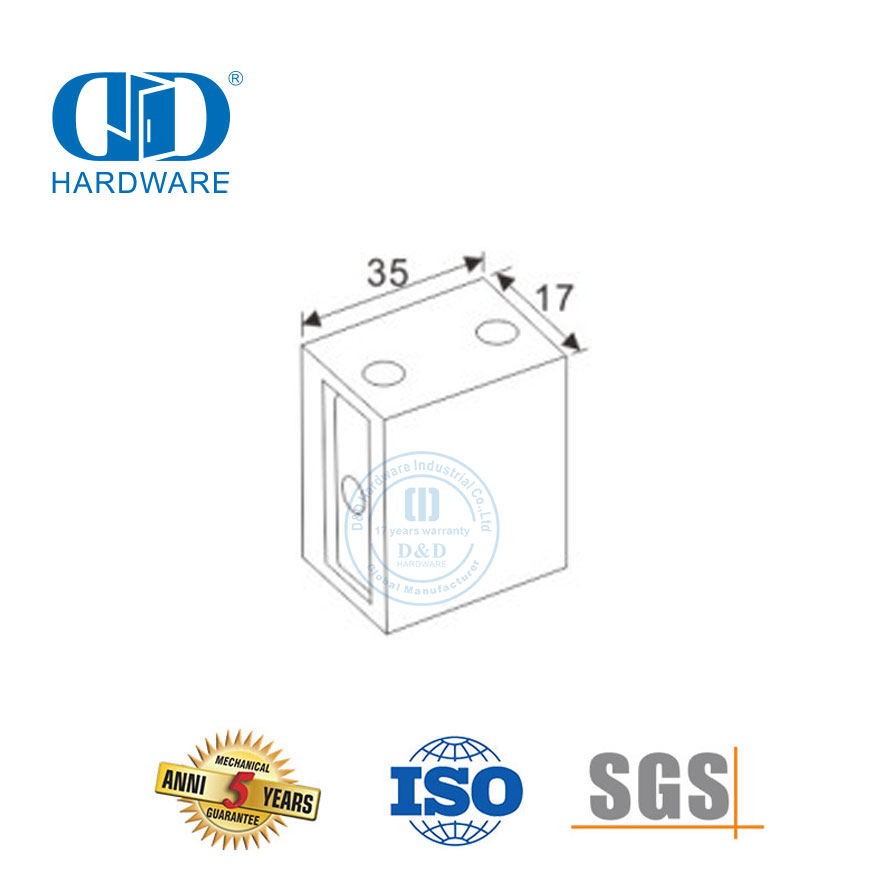 Acessório de porta de vidro de banheiro de aço inoxidável, cubículos de chuveiro comercial, porta de vidro Connector-DDSC018