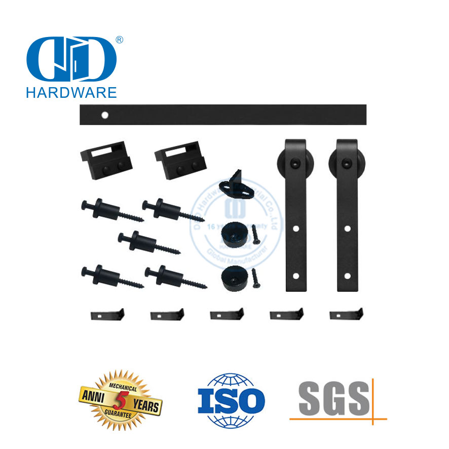 Conjunto de trilhos para porta de aço inoxidável, interior moderno, madeira sólida, porta deslizante de bolso, porta de celeiro Hardware-DDBD014