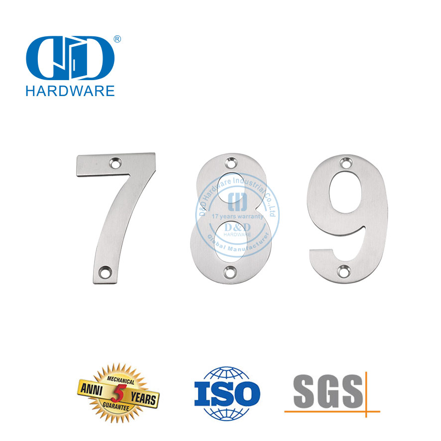 Número da placa de porta de aço inoxidável, carta moderna, casa, porta de metal, assinatura Plate-DDSP013