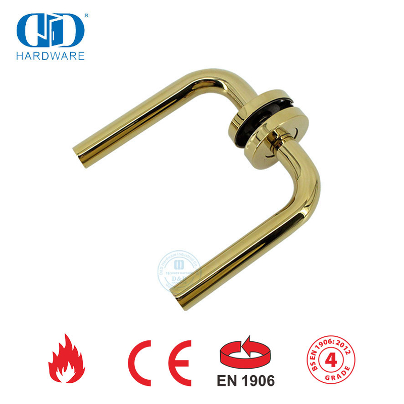 Espelho de latão polido dourado EN 1906 tipo tubular maçaneta de porta-DDTH002-PB
