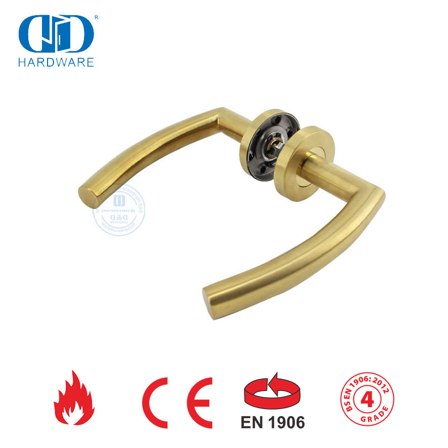 Puxadores de alavanca de porta externa comercial de latão acetinado de aço inoxidável-DDTH011-SB