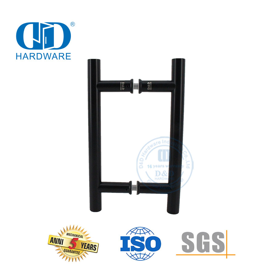 Puxador de acessório para porta de vidro em forma de H preto fosco estilo clássico-DDPH001-A Φ22-Preto