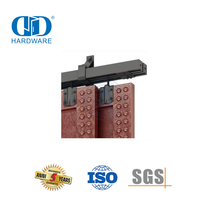 Hardware de porta durável resistente personalizado de aço inoxidável trilho preto porta de celeiro deslizante Hardware-DDBD042