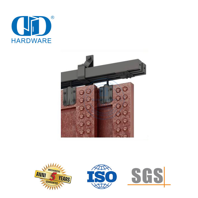 Hardware de porta durável resistente personalizado de aço inoxidável trilho preto porta de celeiro deslizante Hardware-DDBD042