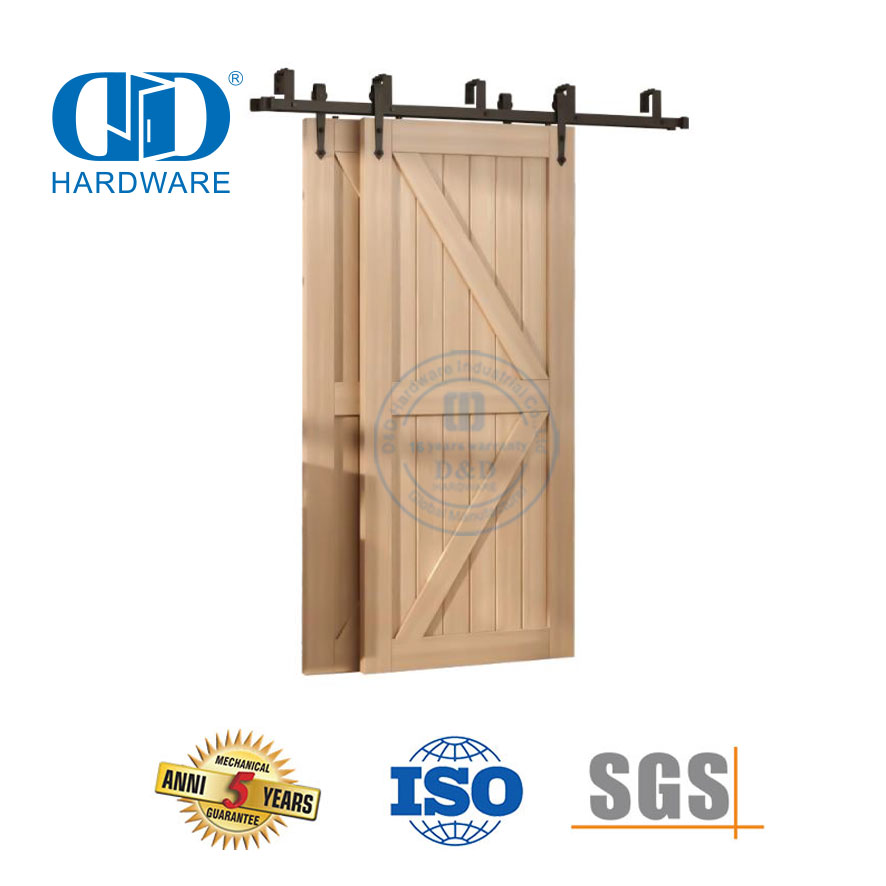 Rolamento de aço inoxidável industrial silencioso preto exterior duplo kit deslizante porta do celeiro ferragem rolo Hardware-DDBD024