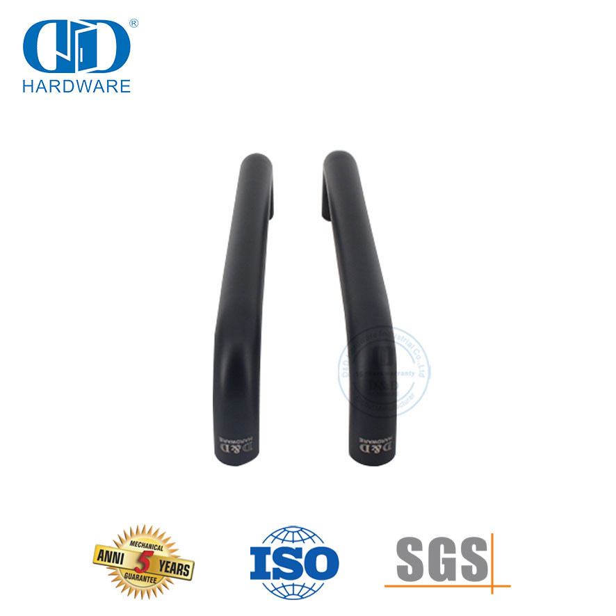 Acessórios de ferragens para porta de vidro com acabamento preto fosco, alça redonda para banheiro -DDPH007-MB