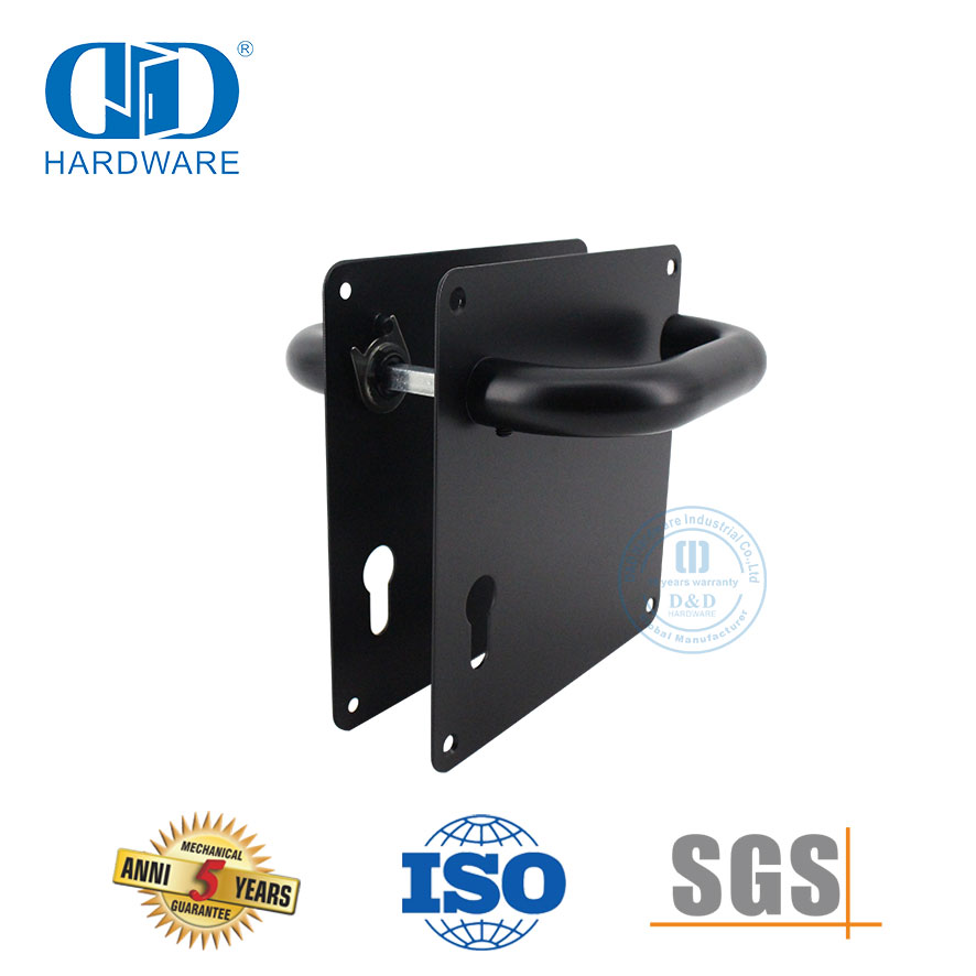 Maçaneta da alavanca da porta de aço inoxidável com acabamento prateado e placa para porta de metal-DDTP001-MB