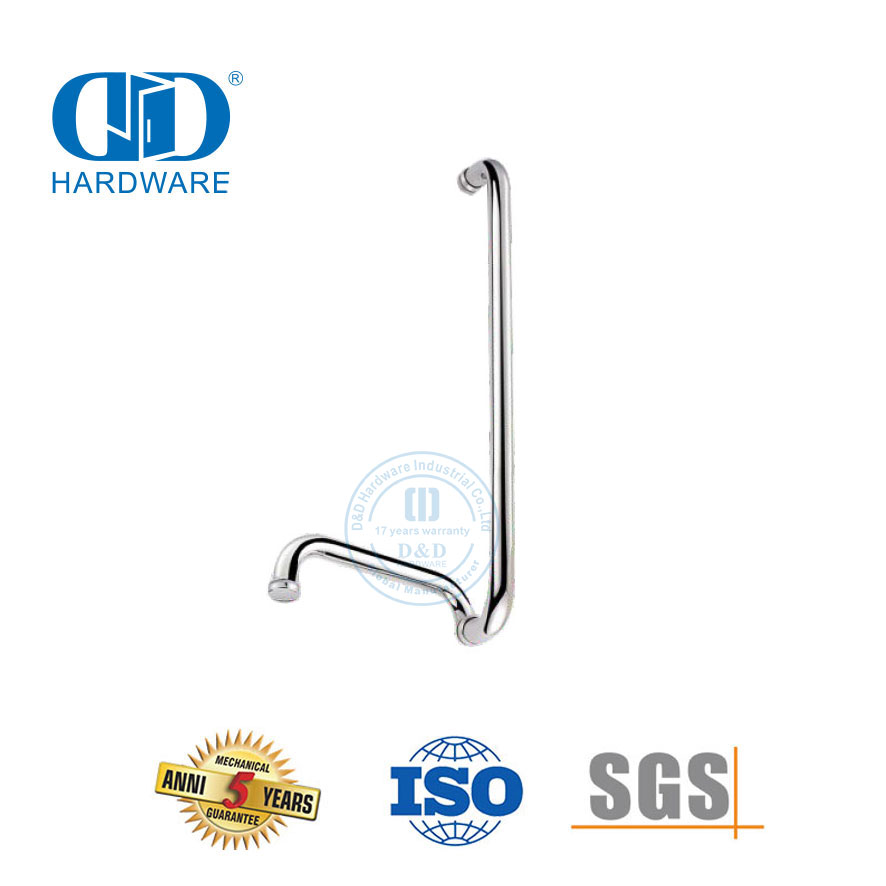 Aço inoxidável banheiro dupla face de vidro temperado puxador da porta do banheiro puxar Handle-DDPH018
