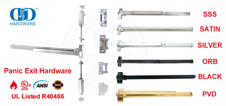 Hardware de dispositivo de saída de pânico à prova de fogo listado pela UL do CE de aço inoxidável para porta externa de emergência comercial-DDPD028-CE