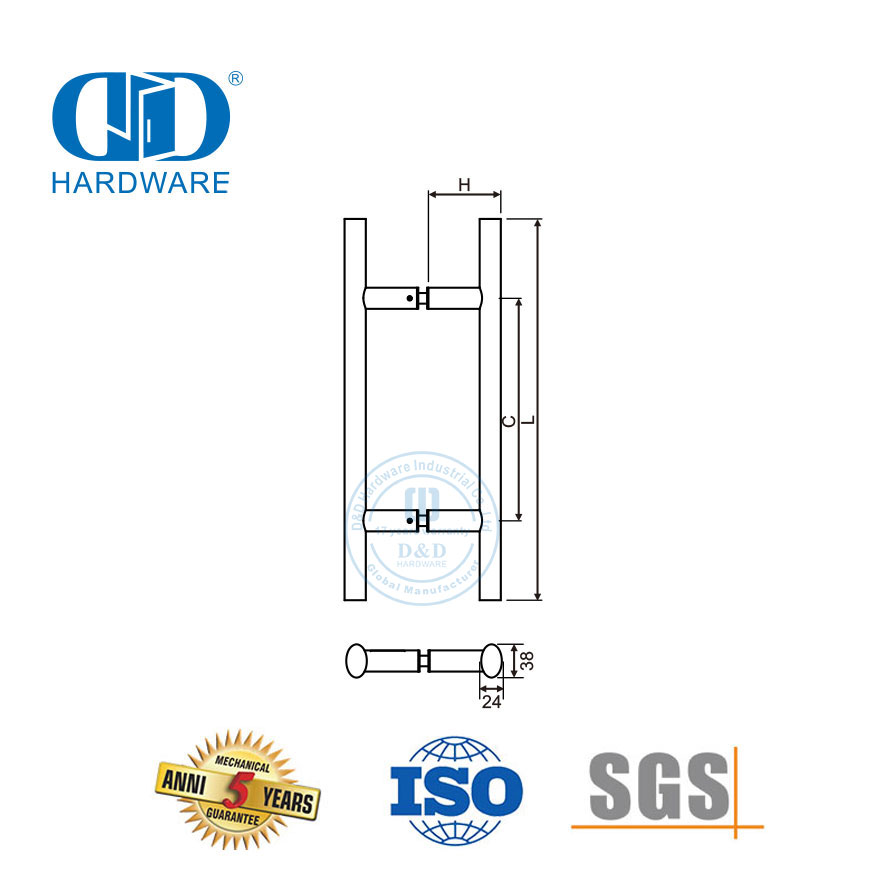 Aplicação múltipla de aço inoxidável porta principal vidro madeira metal ferragem forma oval t barra puxar Handle-DDPH037