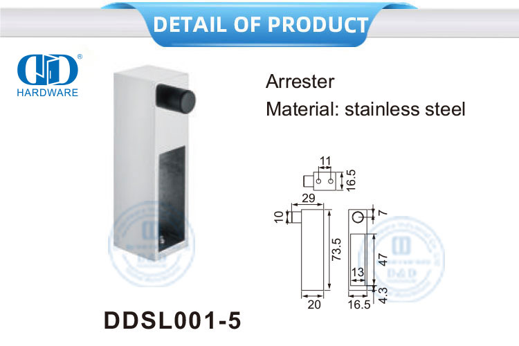 Acessórios para móveis de aço inoxidável, prendedor de vidro para porta deslizante-DDSL001-5