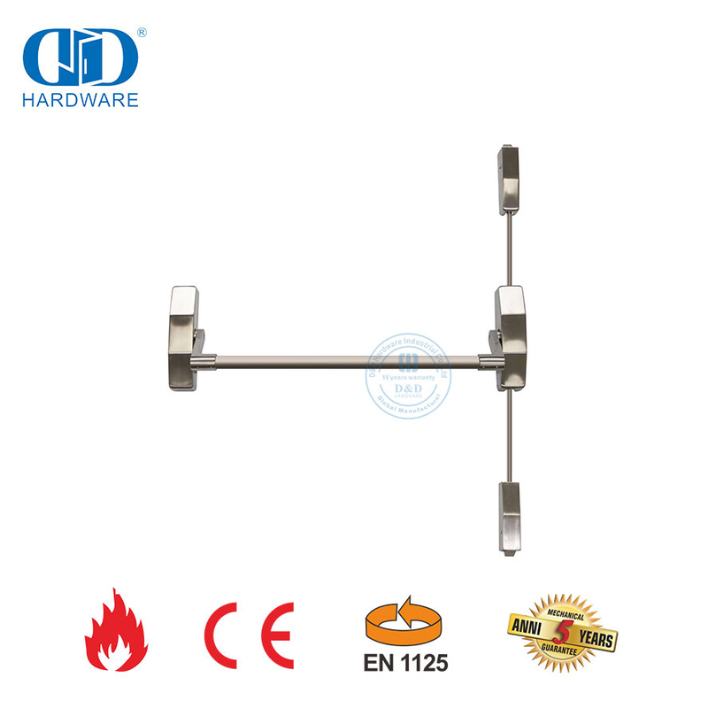 Dispositivo de saída de pânico de resistência a fogo CE de aço inoxidável de alta segurança com bloqueio de haste de pressão para saída de emergência Metal Door-DDPD048-CE