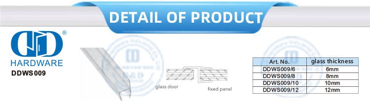 Acessório de porta de vidro doméstico tira de vedação de borracha de silicone à prova d'água tira de vedação magnética-DDWS009