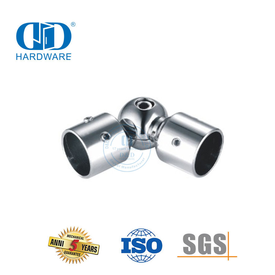 Conector de tubo redondo de aço inoxidável, suporte de banheiro, tubo de chuveiro, conectores de painel, acessórios de vidro-DDSC026
