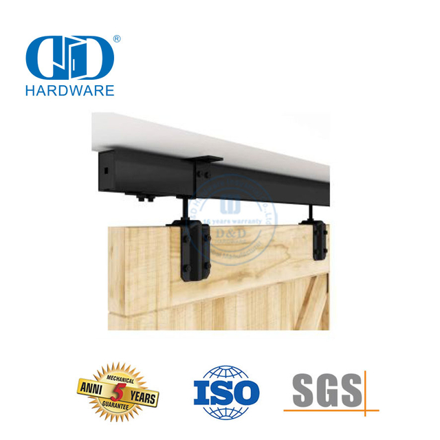 Aço inoxidável bi-dobrável ferragem de porta de celeiro duplo deslizante kit de trilha de ferragem para porta resistente-DDBD038