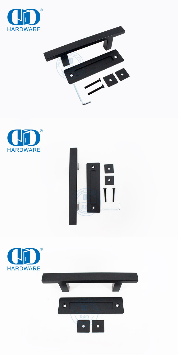 China fabricante de aço inoxidável fosco preto cozinha deslizante maçaneta da porta do celeiro conjunto maçaneta da porta dupla face-DDBD103 preto