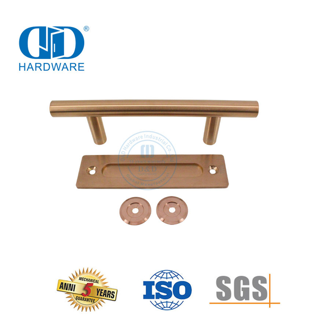 Aço inoxidável rosa ouro dupla face push pull maçaneta da porta do celeiro móveis dedo puxar maçaneta da porta-DDBD102 SRG