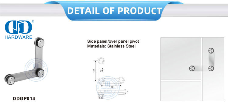 Painel lateral de aço inoxidável sobre painel pivô de vidro hardware porta de vidro Pivot-DDGP014