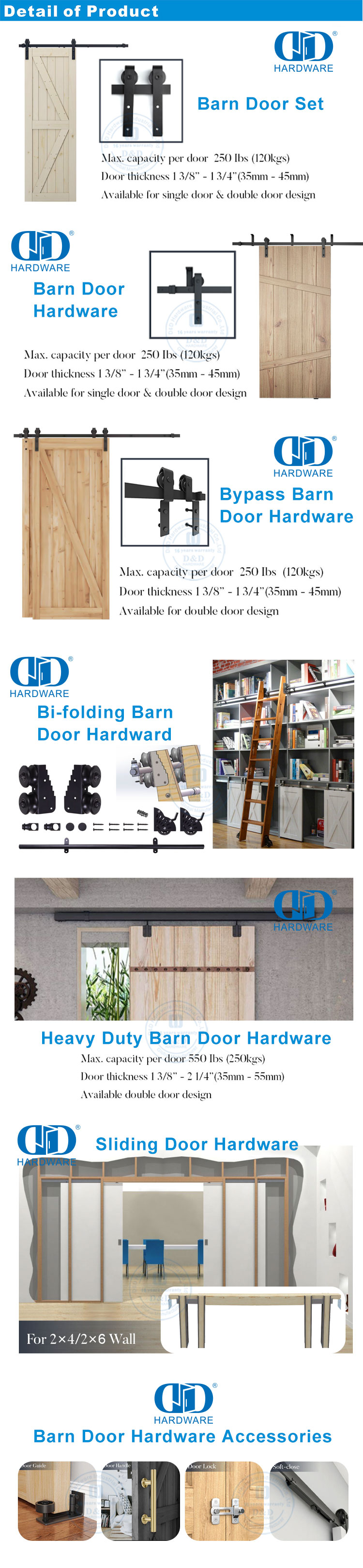 Conjunto de trilhos para porta de aço inoxidável, interior moderno, madeira sólida, porta deslizante de bolso, porta de celeiro Hardware-DDBD014