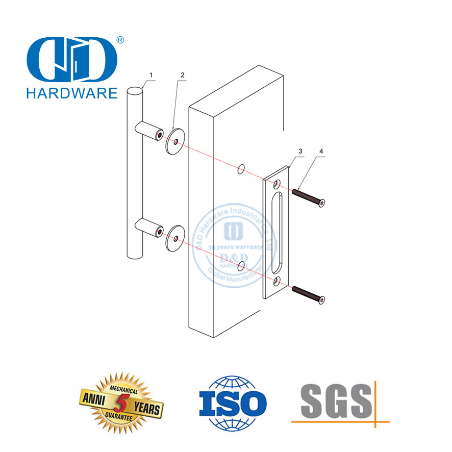 Conjunto de trilhos para porta de aço inoxidável, interior moderno, madeira sólida, porta deslizante de bolso, porta de celeiro Hardware-DDBD014