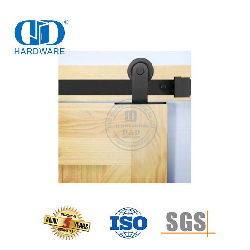 Moderno carbono duplo único portas de madeira trilho porta do celeiro preto aço ferragem pista celeiro porta madeira Hardware-DDBD002