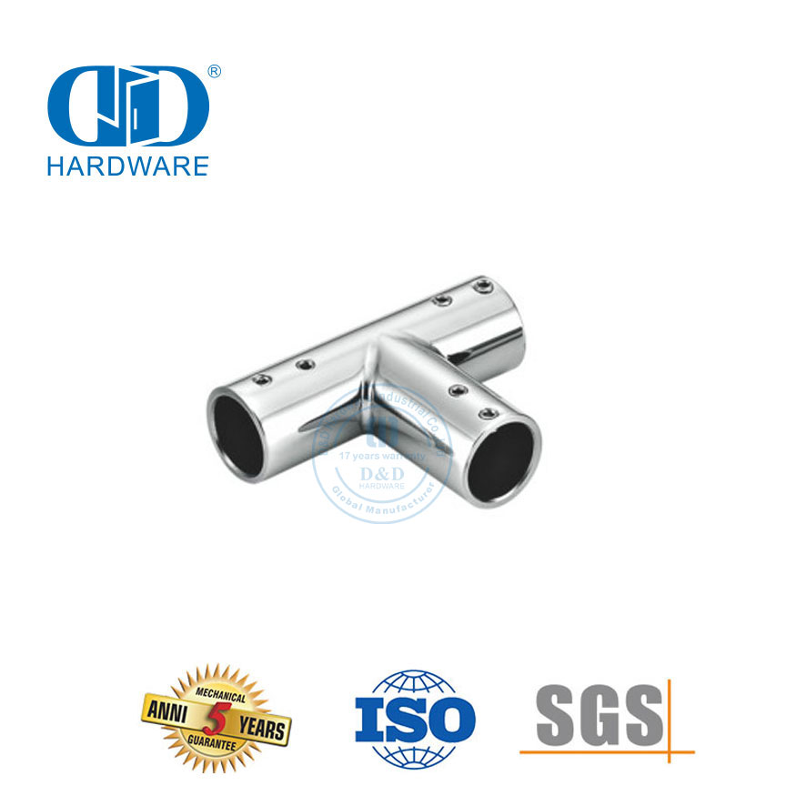 Conector de tubo redondo de aço inoxidável, sistema de cubículo de chuveiro comercial, suporte de painel de vidro Connector-DDSC036