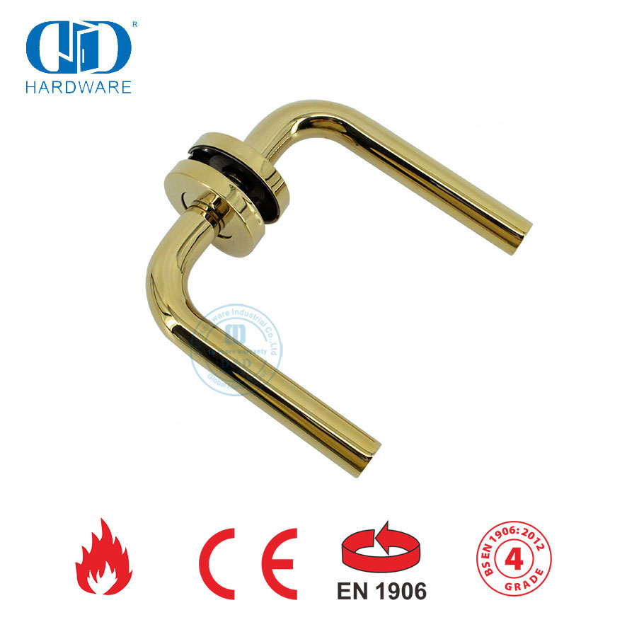 Espelho de latão polido dourado EN 1906 tipo tubular maçaneta de porta-DDTH002-PB