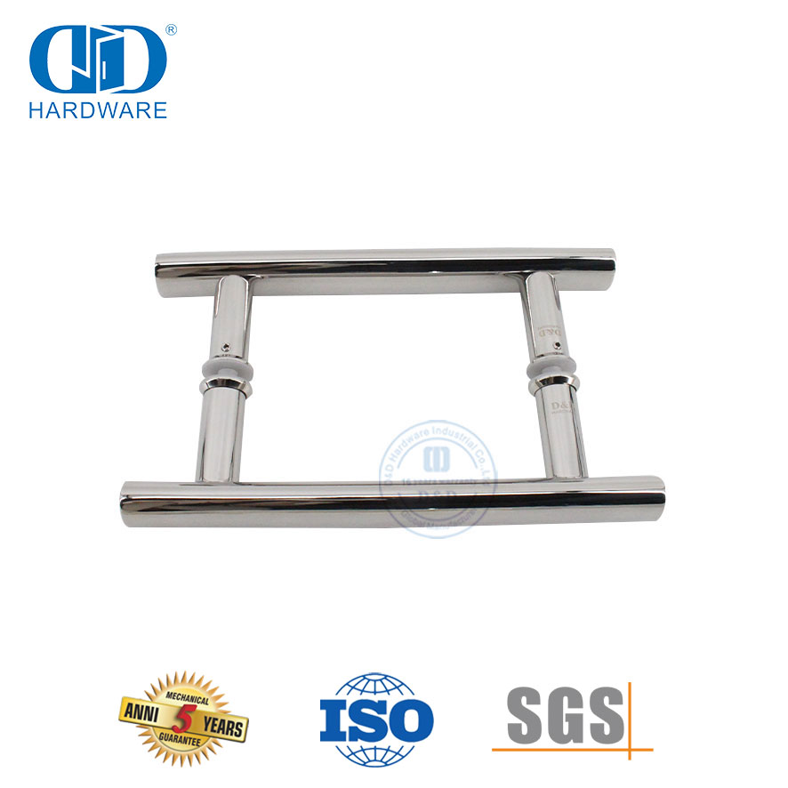 Tubo circular elegante e conveniente em forma de H de aço inoxidável 201 para porta de vidro do banheiro-DDPH001-A Φ25-PSS