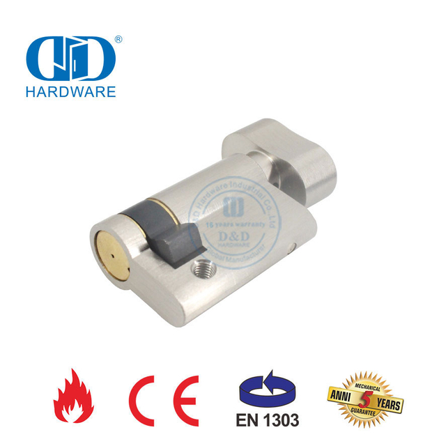 Conjunto de ferragens para porta de segurança doméstica Chaves de latão Cilindro de bloqueio de encaixe com botão giratório de polegar-DDLC025-70mm-SN