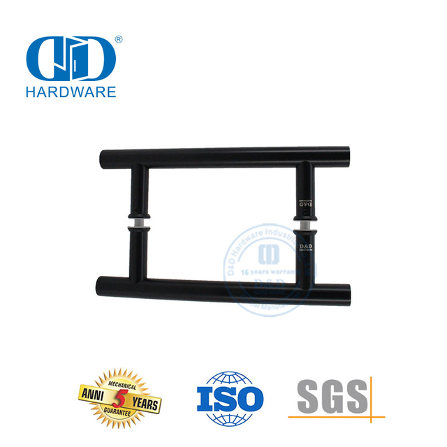 Puxador de acessório para porta de vidro em forma de H preto fosco estilo clássico-DDPH001-A Φ22-Preto