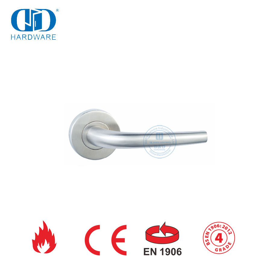 Decoração de casa moderna EN 1906 Hardware Silver Hollow Lever Handles-DDTH004-SSS