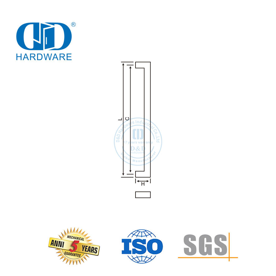 Novo design SUS316 D Puxador de tubo quadrado para porta de vidro-DDPH015-E-PSS