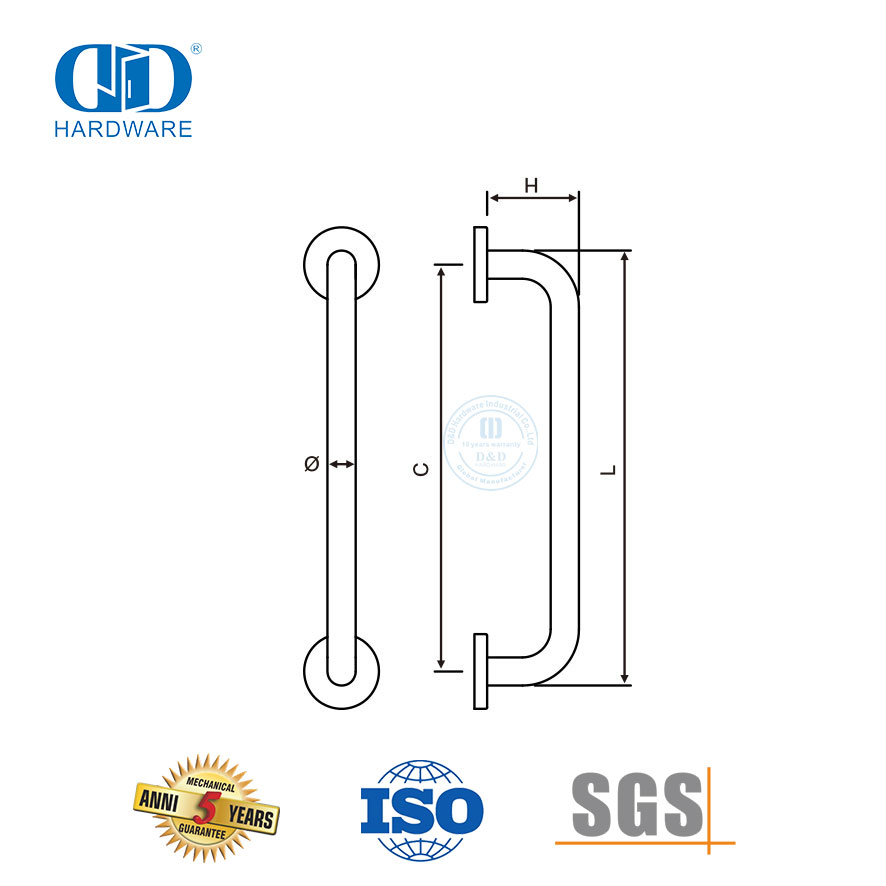  Banheiro de aço inoxidável redondo único toalheiro acessórios do banheiro puxar Handle-DDPH019