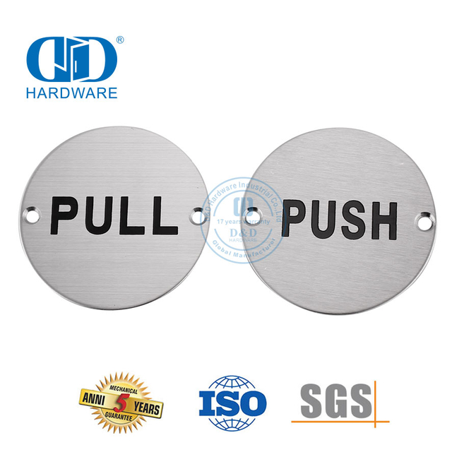 Push pull porta sinal de aço inoxidável tipo redondo placa sinal banheiro público porta assinatura Plate-DDSP009
