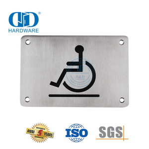 Placa de sinal quadrada de aço inoxidável, placa de sinalização para banheiro, banheiro, para deficientes-DDSP001-Disabled