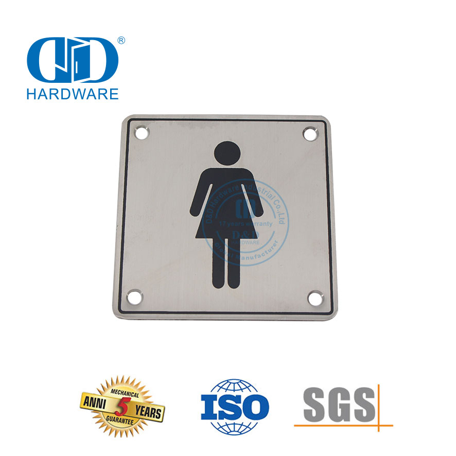 Sinais de banheiro símbolo de aço inoxidável banheiro placa de sinal feminino banheiro porta sinal Plate-DDSP002