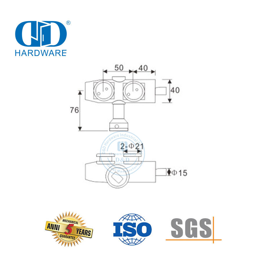 Os sistemas de pivô de porta de vidro de aço inoxidável curvam a parte superior sobre o painel de pivô de vidro Fittings-DDGP008