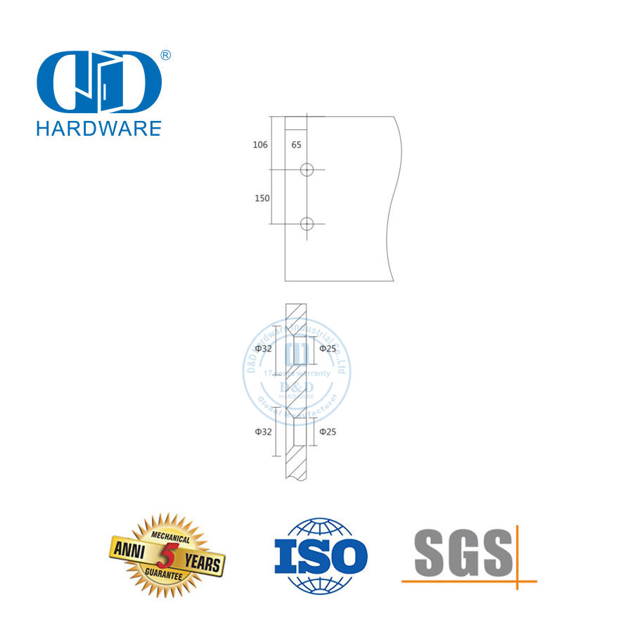 Pólo pivô dos encaixes da porta de vidro de aço inoxidável com hardware de vidro de fixação de ponto único-DDGP003