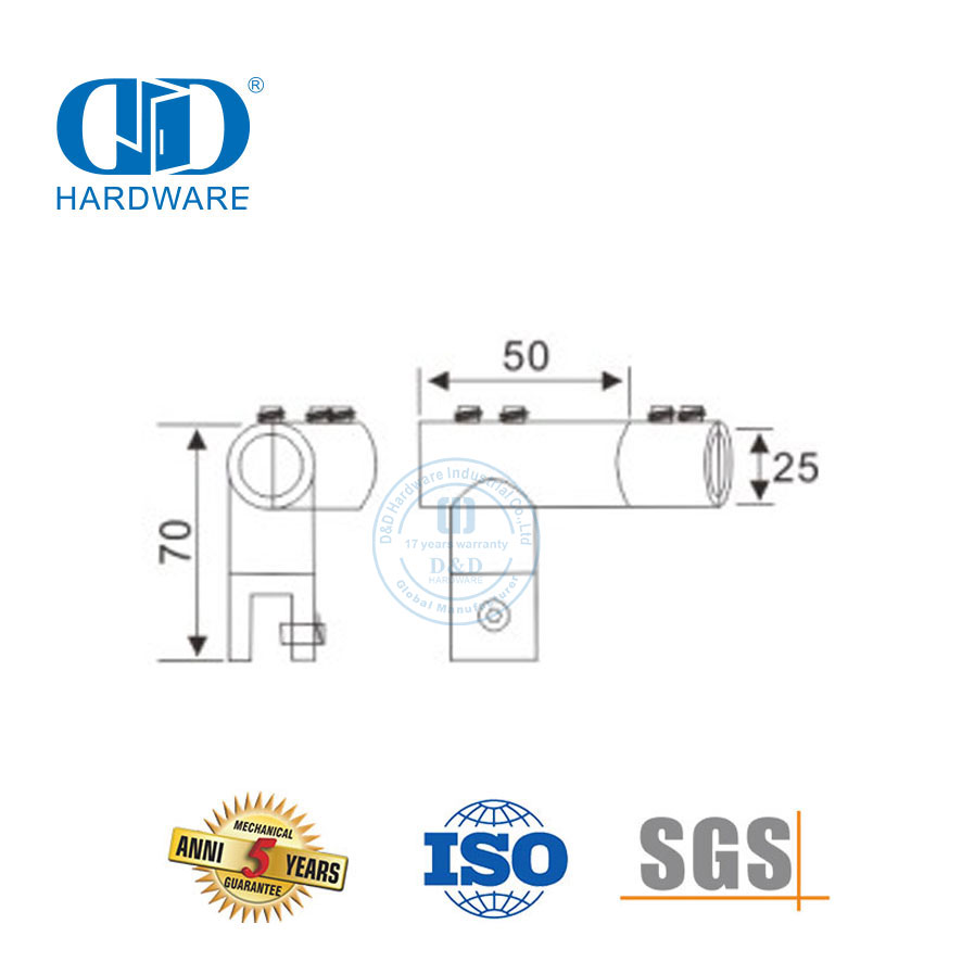 Tubo ajustável de aço inoxidável para tubo de vidro espelho conector de painel de vidro suporte Connector-DDSC039