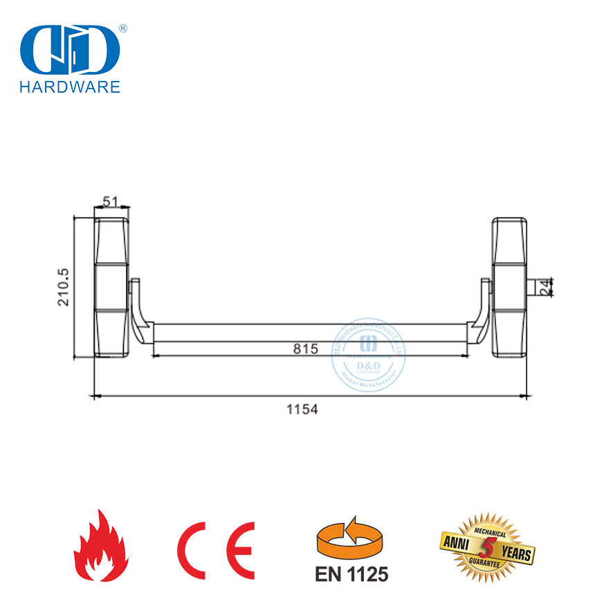 Hardware à prova de fogo da saída do pânico da barra transversal do CE do sistema de ferragem durável para a escola do apartamento Door-DDPD047-CE