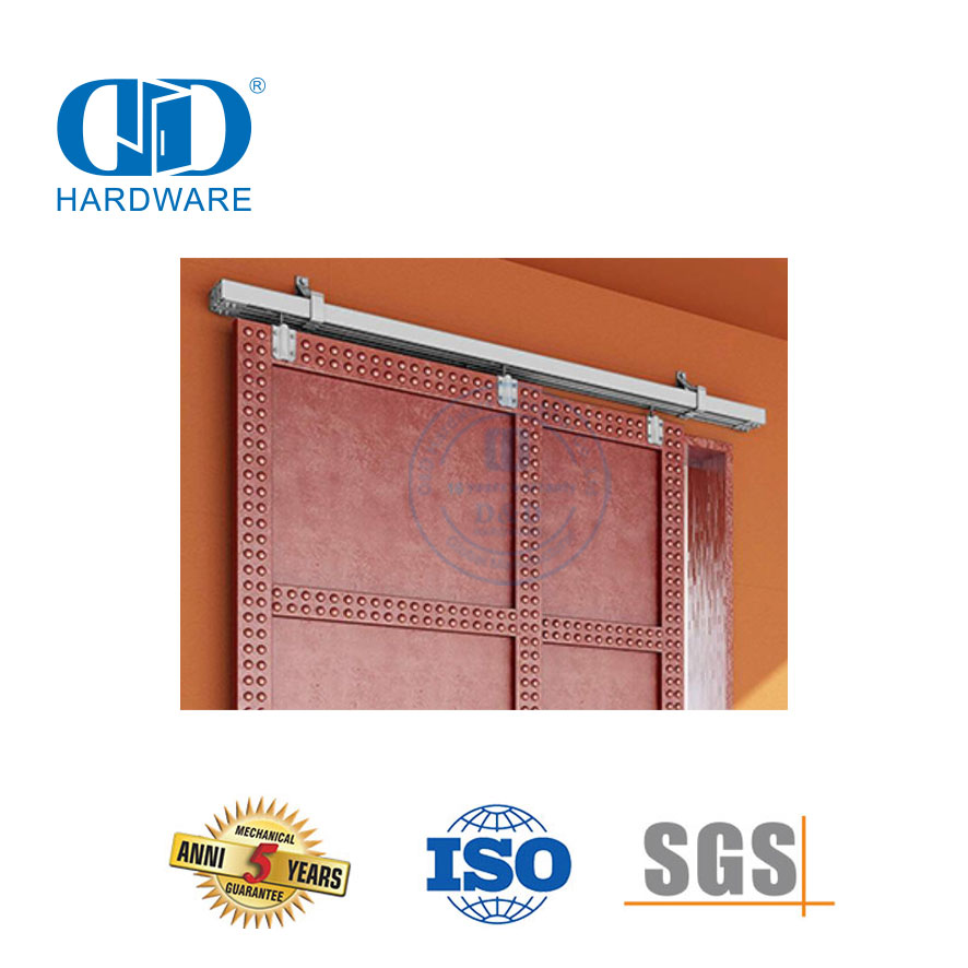 Aço inoxidável preto resistente duplo porta deslizante ferragem bypass porta do celeiro ferragem apartamento kit-DDBD041