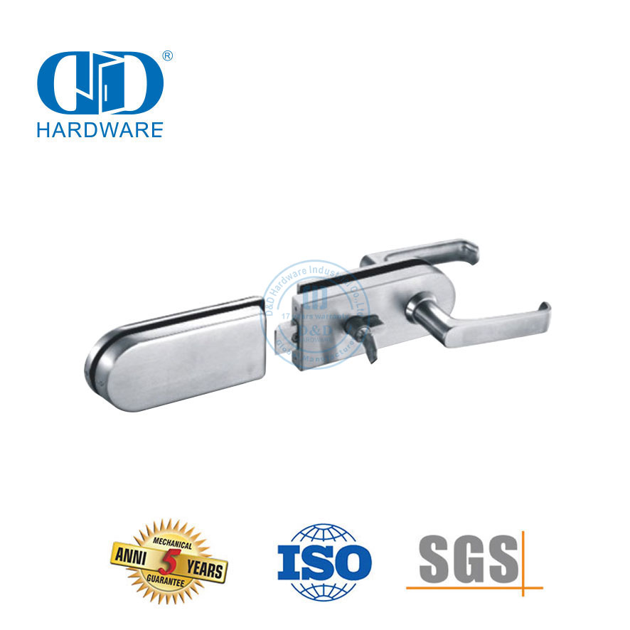Fechadura de canto de aço inoxidável, encaixe de ferragem, maçaneta de porta de vidro, acessórios para chave Lock-DDGL001