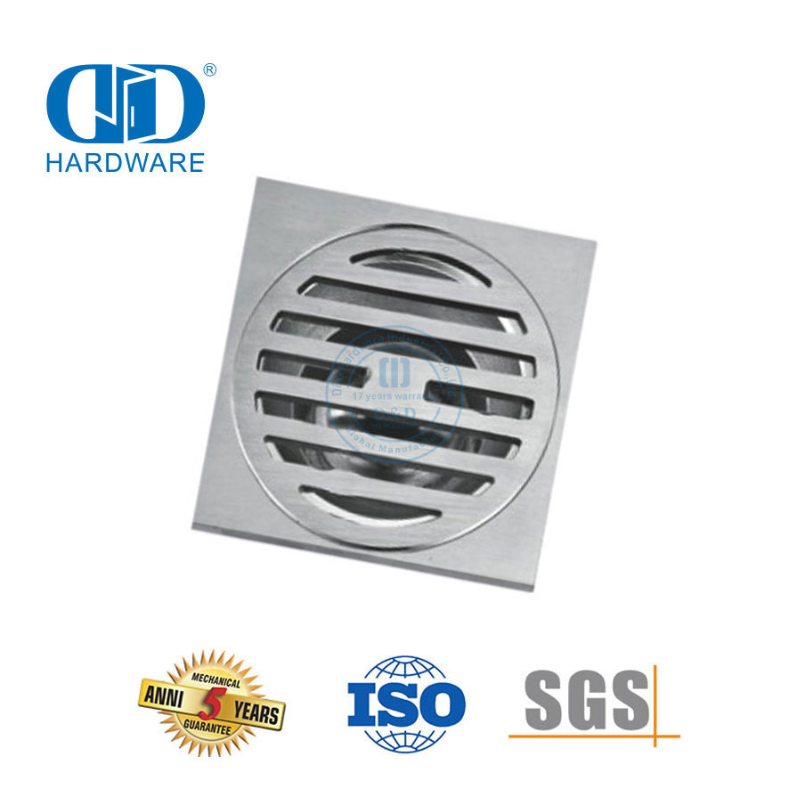 Dreno de piso quadrado de aço inoxidável de alta segurança, dreno de chuveiro de banheiro, hardware para porta de vidro-DDFD0011
