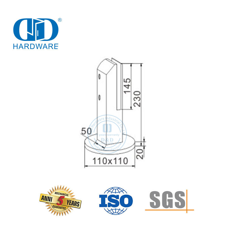 Escada de aço inoxidável rai peças trilhos de vidro balaustrada acessórios braçadeira torneira braçadeira de vidro Bracket-DDHB007