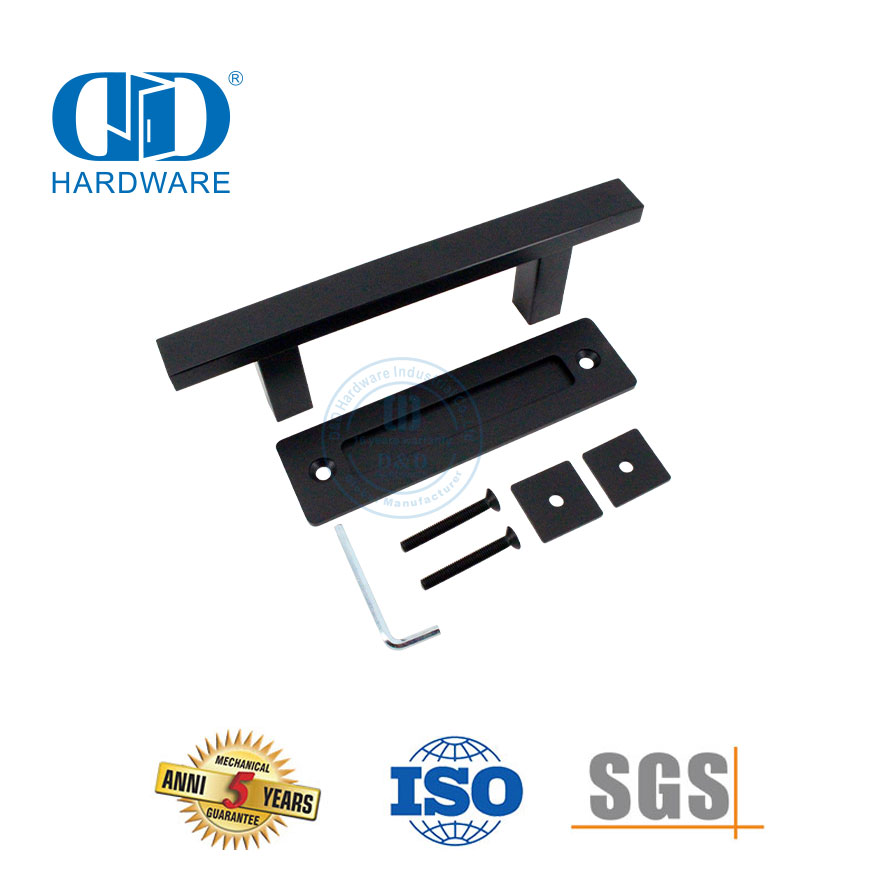 China fabricante de aço inoxidável fosco preto cozinha deslizante maçaneta da porta do celeiro conjunto maçaneta da porta dupla face-DDBD103 preto