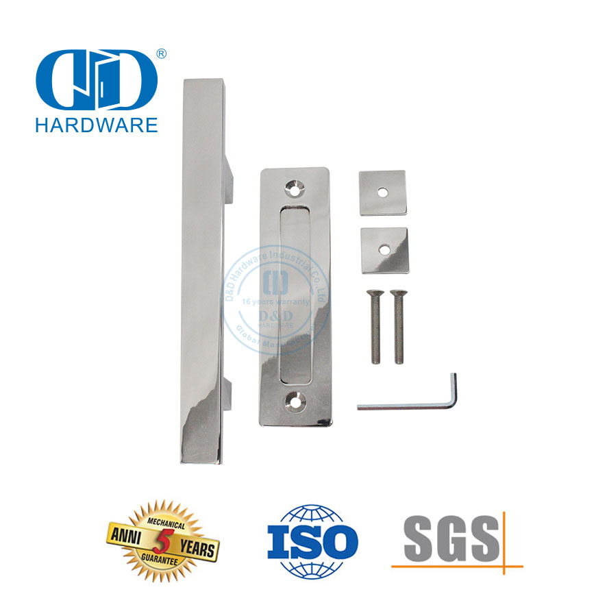 Aço inoxidável lavanderia doméstica porta deslizante ferragem pss acabamento maçaneta da porta do celeiro Set-DDBD103 PSS